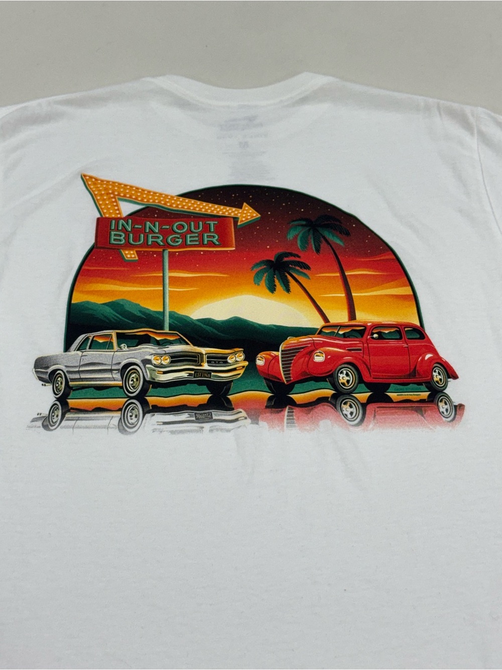 In N Out Burger White Shirt California Size Medium Classic Cars Retro